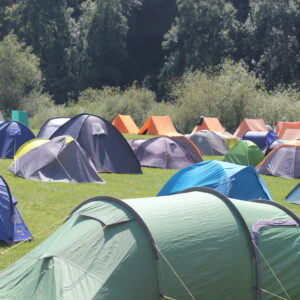 Many tents in a field