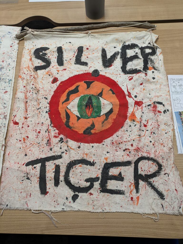 Banner inspired by Kibbo Kift Banners brought in to UCL Workshops by Reigate and Redhill