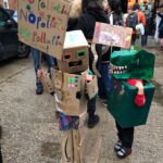 Elfins in full carcboard carnival outfit