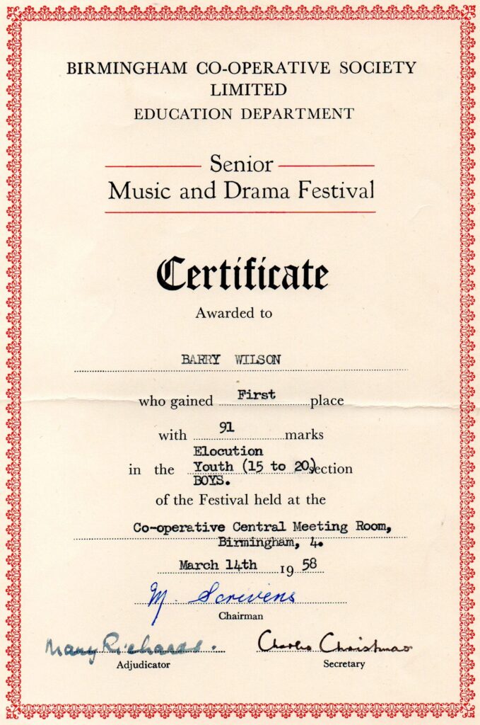 Certificate for Elocution