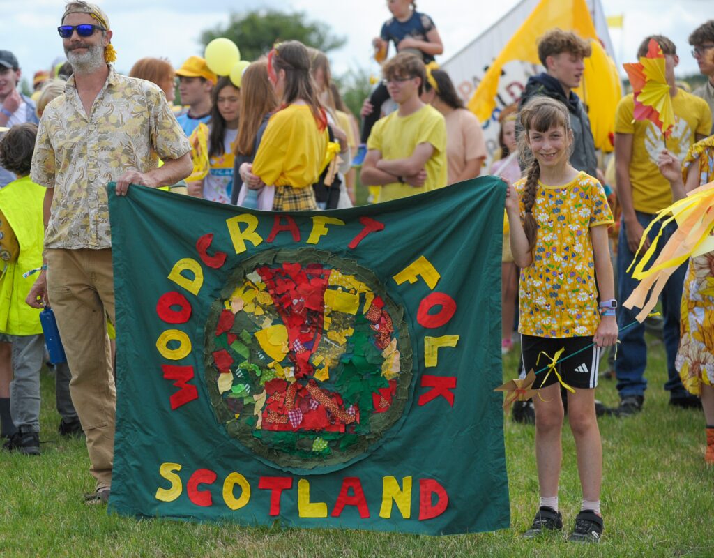 Children and adults taking part in craft activities during the Woodcraft Folk’s Camp 100 event held at Kelmarsh Hall in Northamptonshire. Photographer Michael Preston