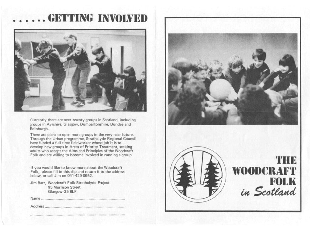 1980s Woodcraft Folk Scotland promotion flyer