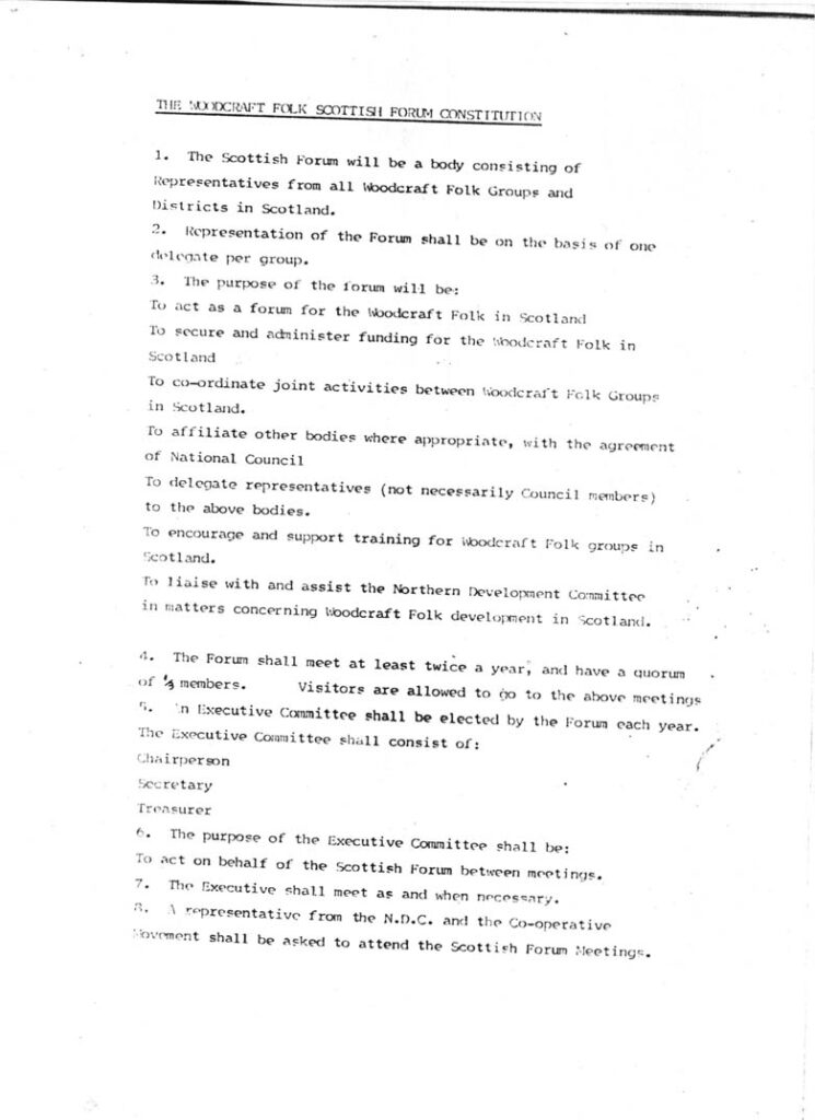 The agreement made 1937 that started Woodcraft Folk Scotland