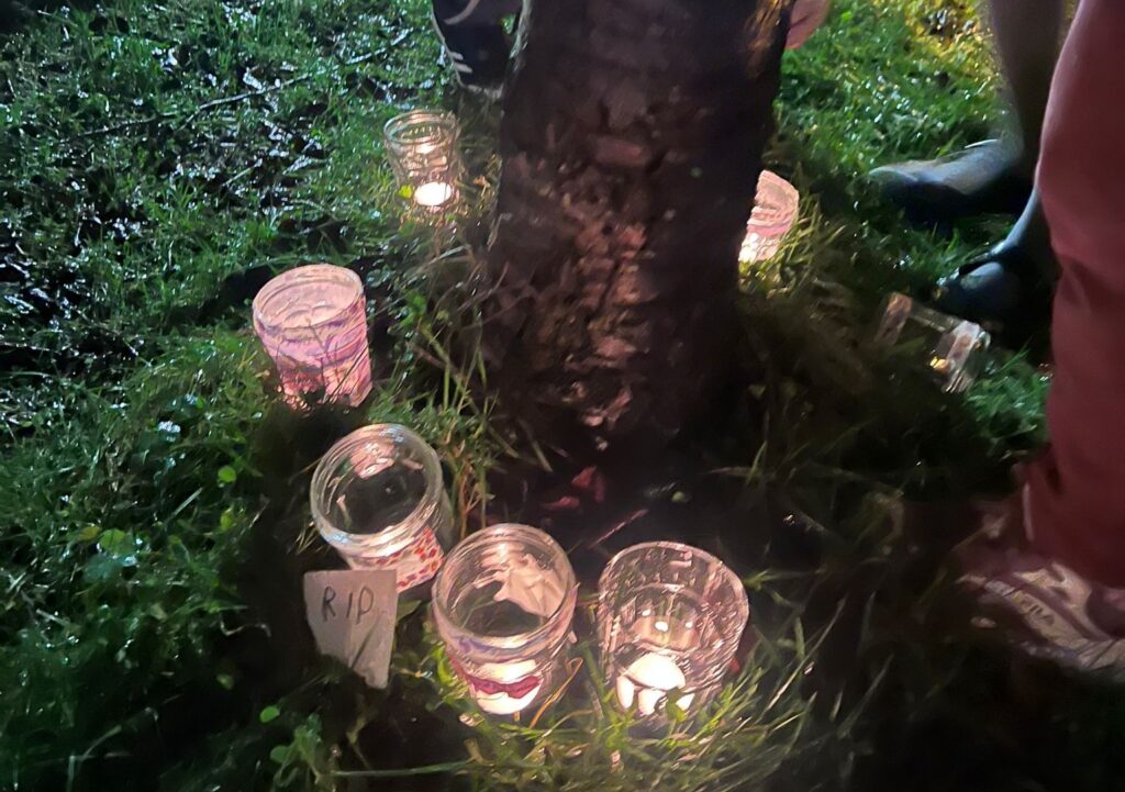 Candles lit by Woodcraft Folk in Birmingham for Holocaust Memorial Day